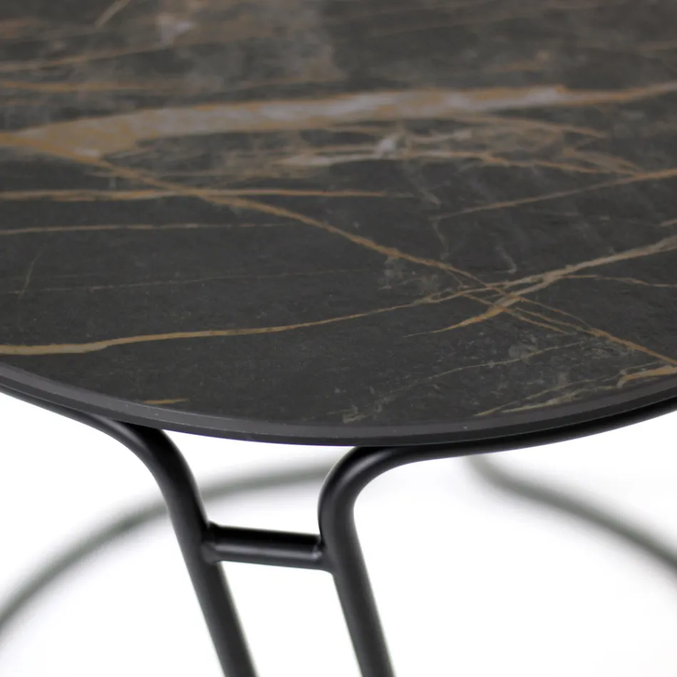 Couchtisch aus Porzellan-Grès und rundem Sockel, hergestellt in Italien – Tullia Viadurini