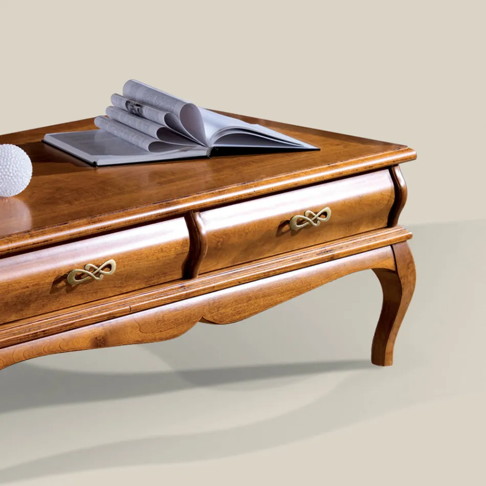 Couchtisch aus Walnussholz mit Schublade Made in Italy - Hastings Viadurini