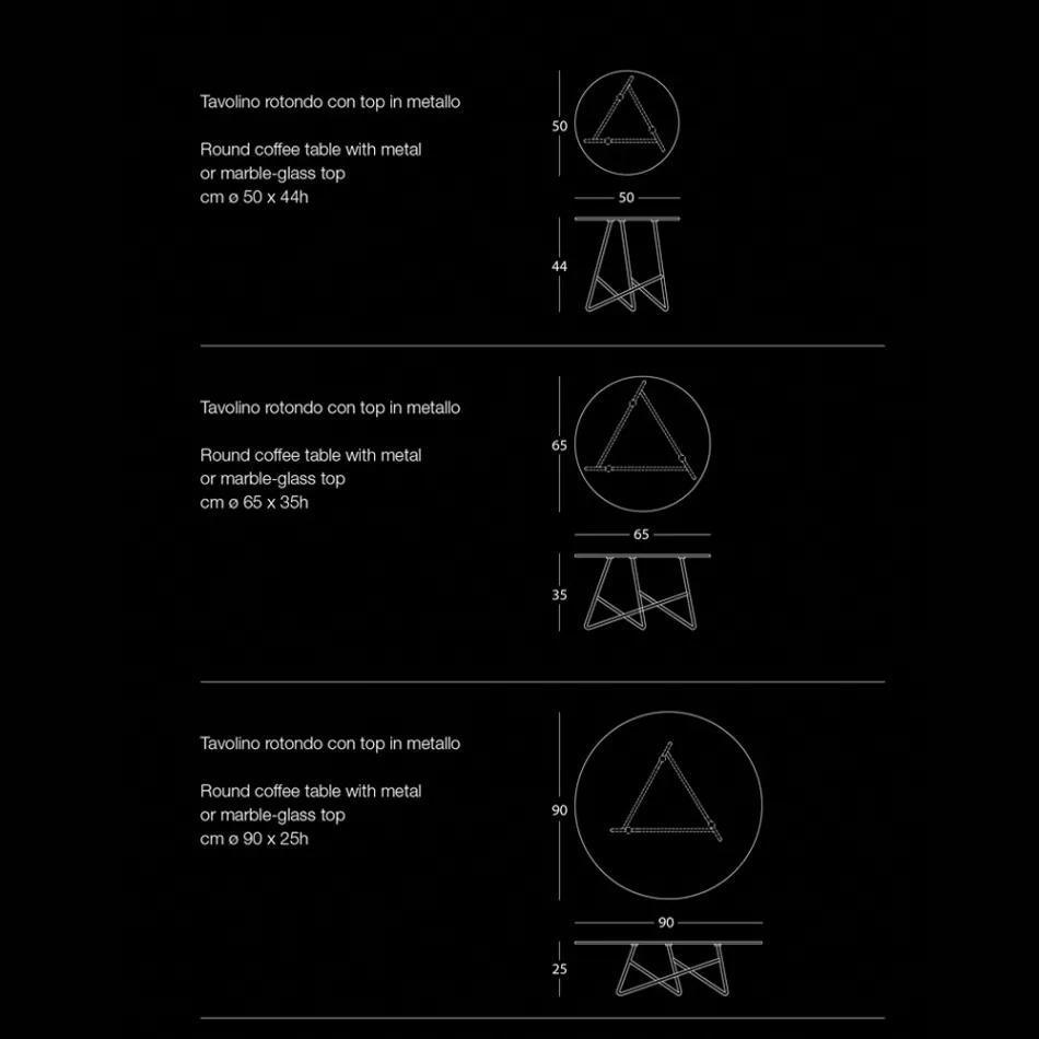 Couchtisch aus farbigem Metall und 3 Größen, hergestellt in Italien – Magali Viadurini