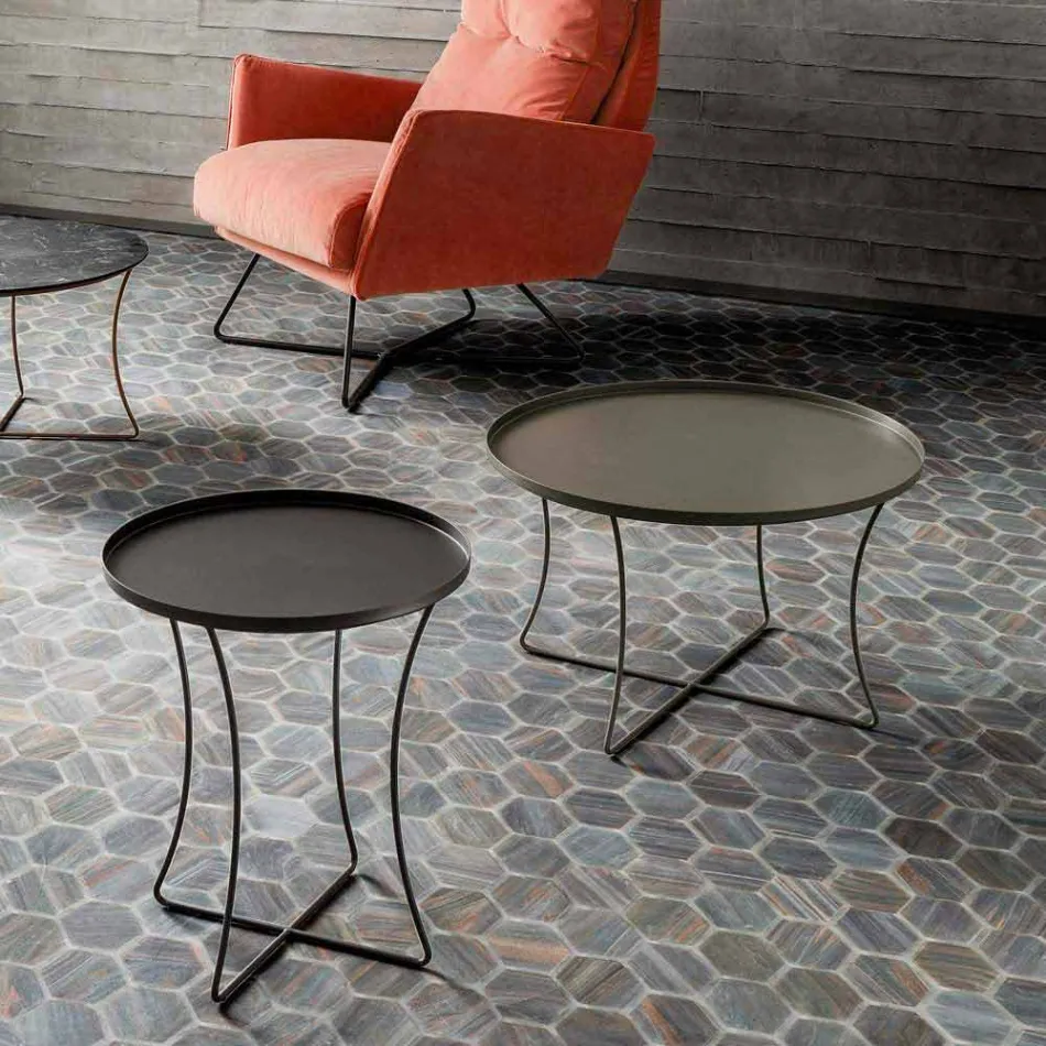 Metall Couchtisch mit Behälter Tablett Made in Italy - Numbo Viadurini