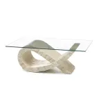 Fossil Stone Couchtisch mit transparenter Glasplatte – Kansas Viadurini