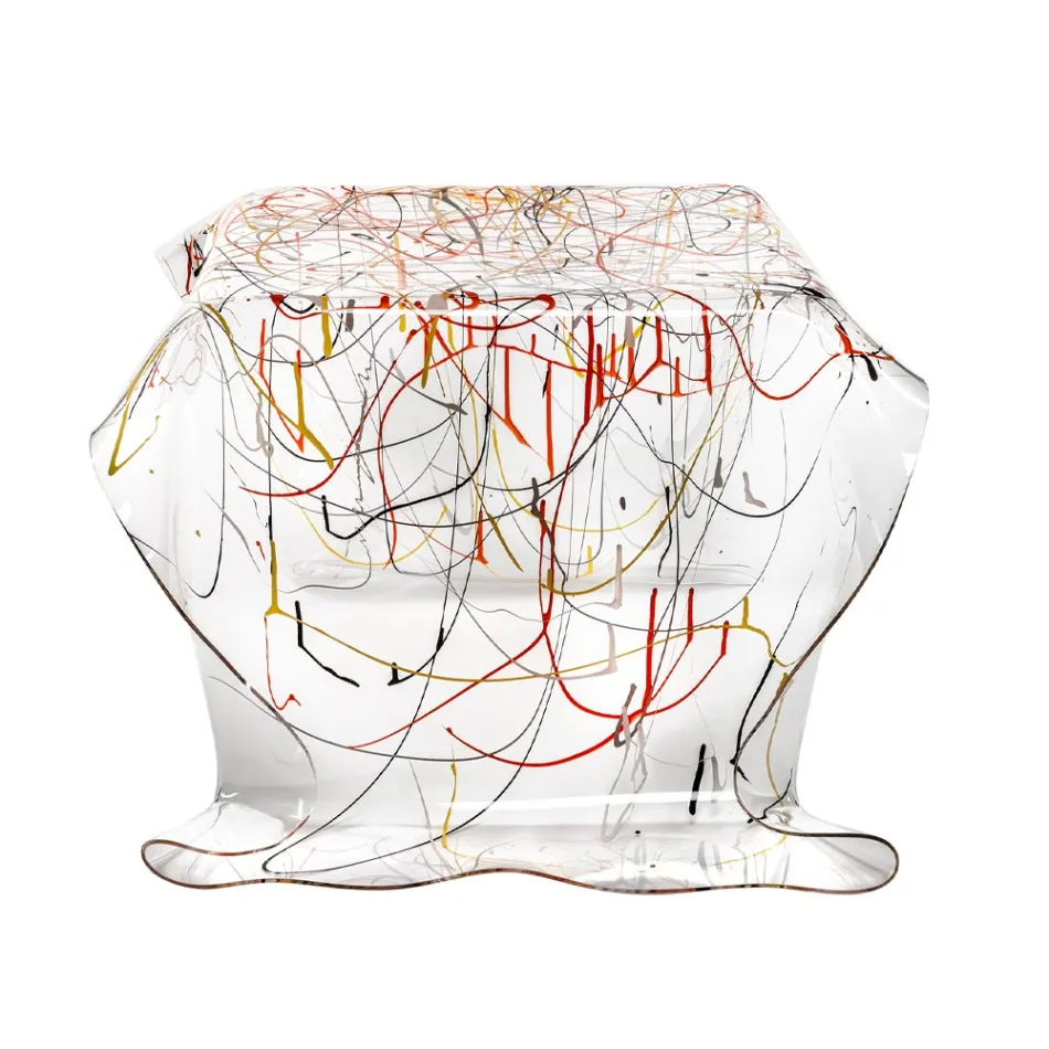 Handbespannter Couchtisch aus Plexiglas, hergestellt in Italien – Pippo Viadurini