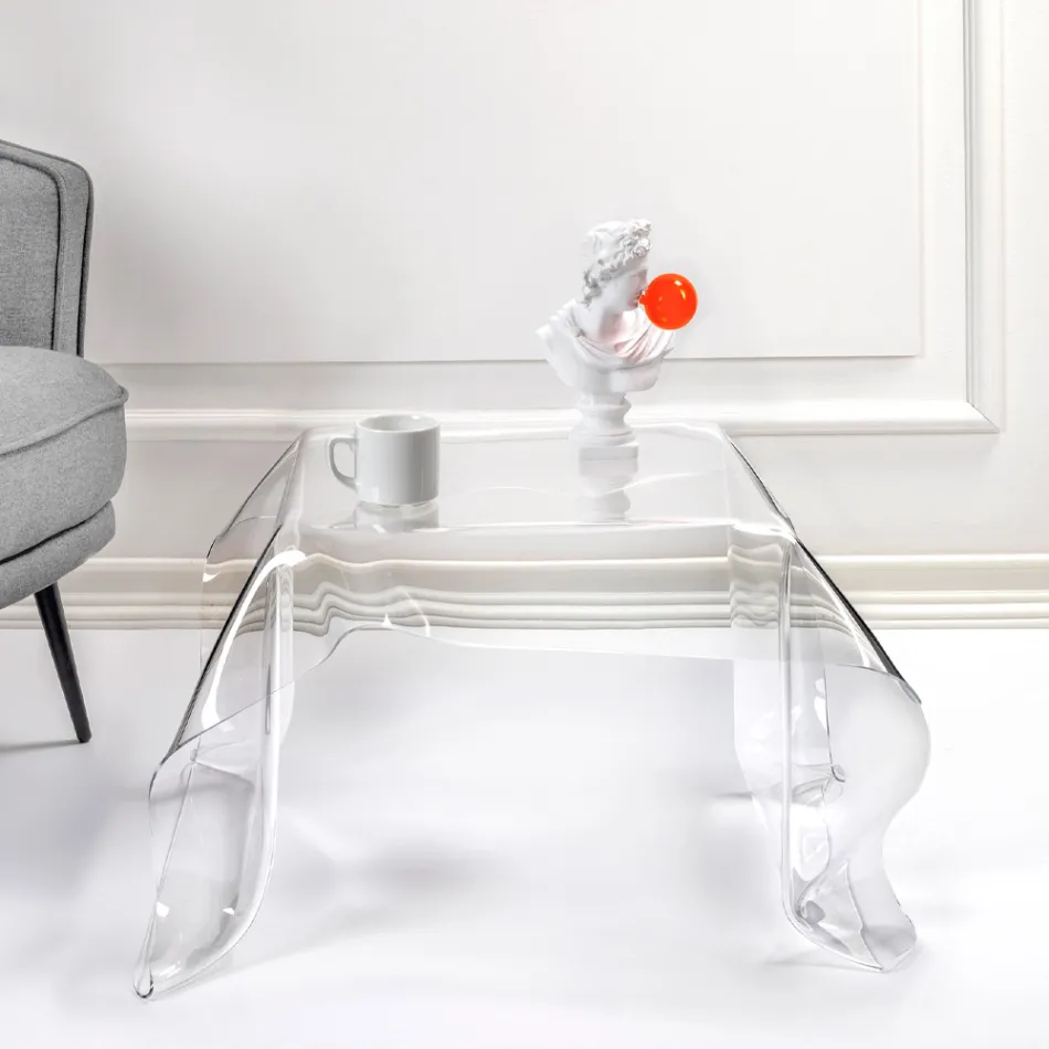 Handbespannter Couchtisch aus Plexiglas, hergestellt in Italien – Pippo Viadurini
