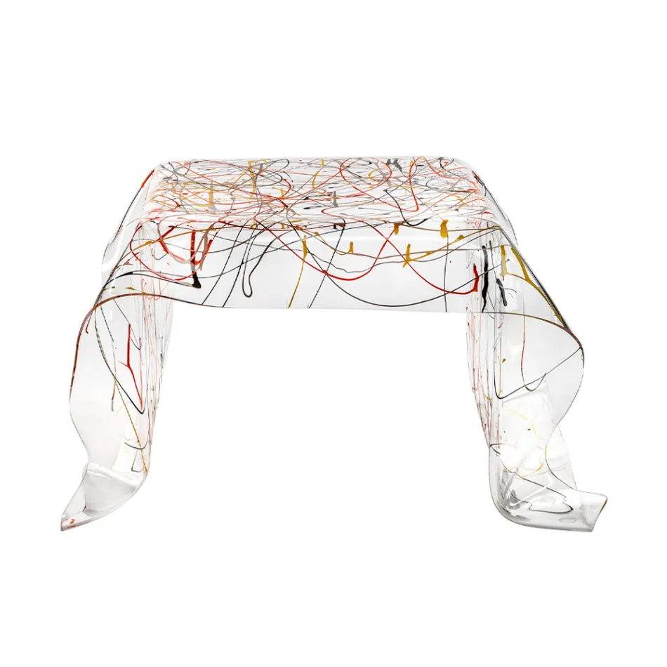 Handbespannter Couchtisch aus Plexiglas, hergestellt in Italien – Pippo Viadurini