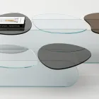 Couchtisch aus Glas mit 3 farbigen geformten Platten - Dapy Viadurini