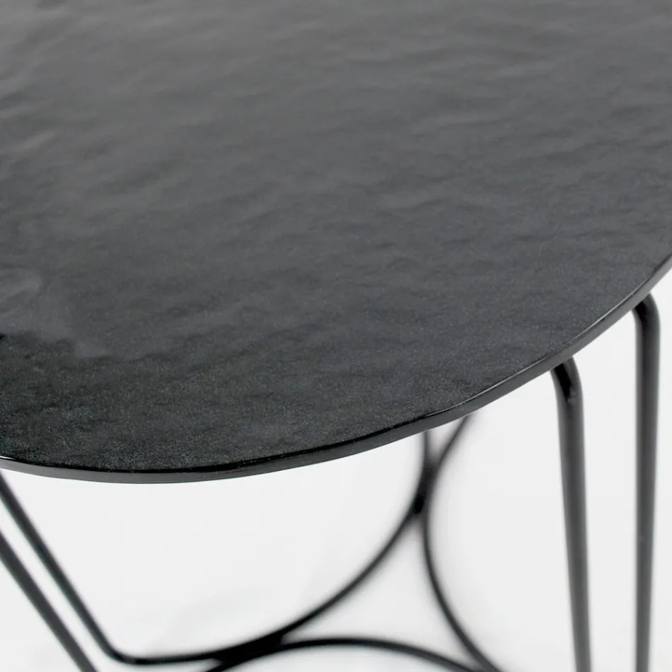 Couchtisch und Sockel aus Glas mit 3 Halbmonden, hergestellt in Italien – Arepa Viadurini