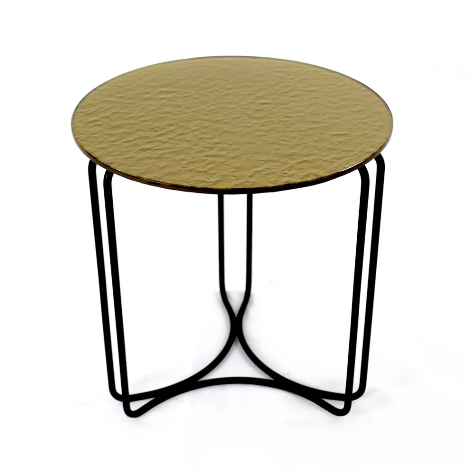 Couchtisch und Sockel aus Glas mit 3 Halbmonden, hergestellt in Italien – Arepa Viadurini