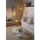 Couchtisch aus Glas und weißem Eisen oder Schiefer Made in Italy - Olfeo Viadurini