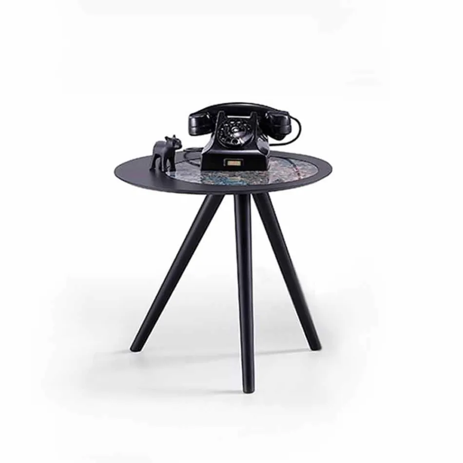 Moderner Couchtisch mit runder Platte in Gres Made in Italy - Stuttgart Viadurini