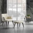 Moderner Couchtisch aus Gres und Buchenholz Made in Italy - Titanic Viadurini