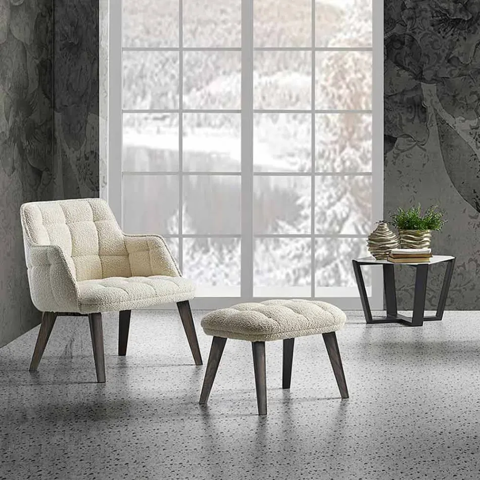 Moderner Couchtisch aus Gres und Buchenholz Made in Italy - Titanic Viadurini