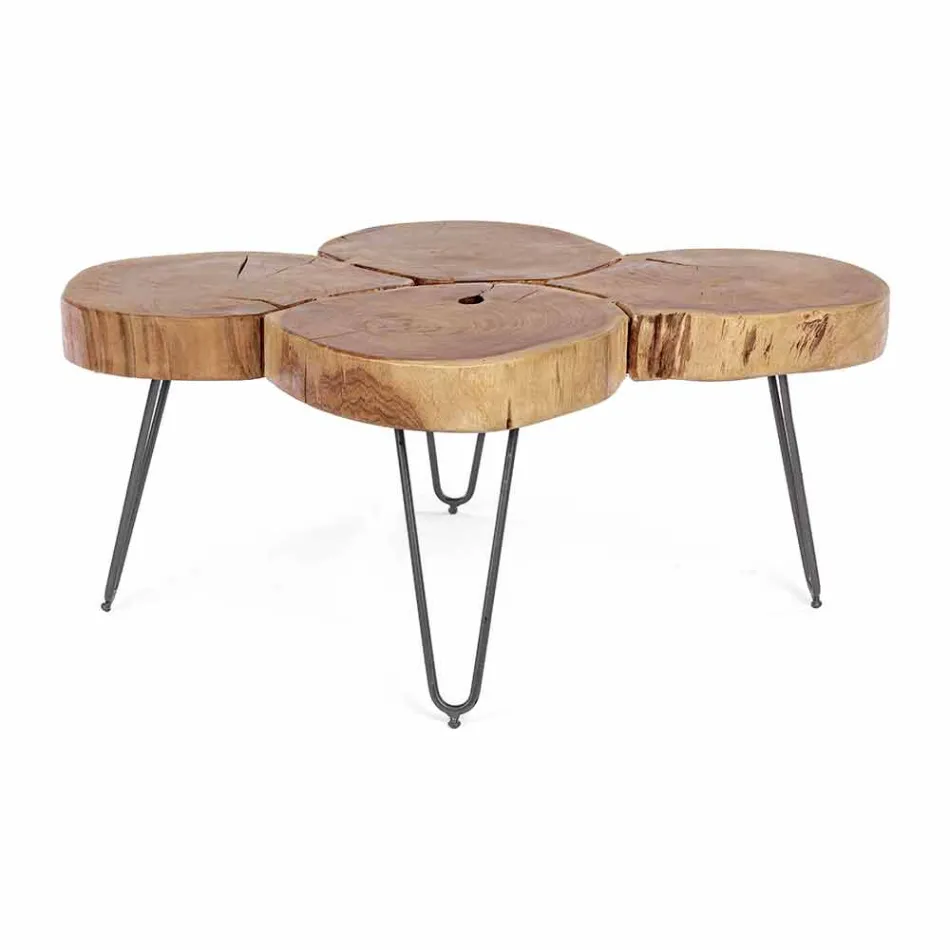 Homemotion Moderner Couchtisch aus Holz und lackiertem Stahl - Severo Viadurini