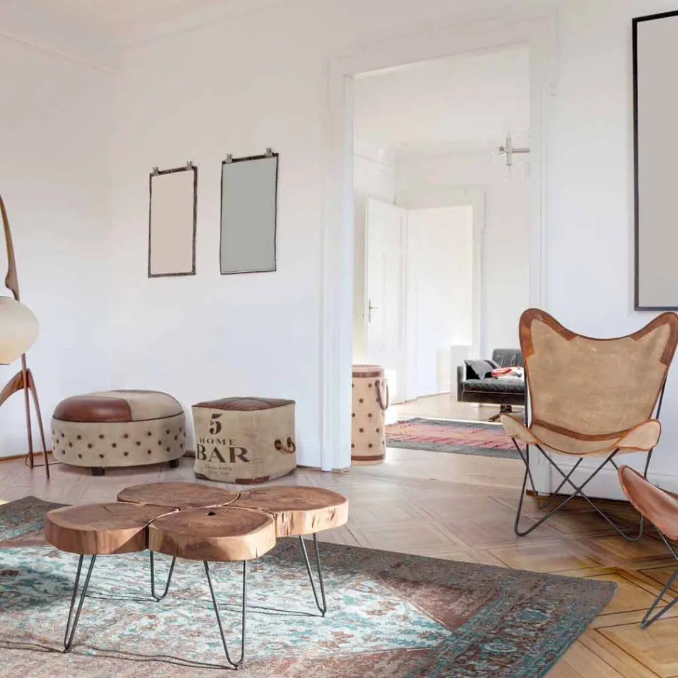 Homemotion Moderner Couchtisch aus Holz und lackiertem Stahl - Severo Viadurini