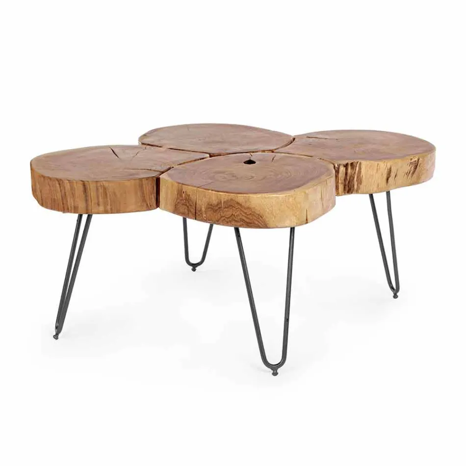 Homemotion Moderner Couchtisch aus Holz und lackiertem Stahl - Severo Viadurini