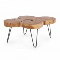 Homemotion Moderner Couchtisch aus Holz und lackiertem Stahl - Severo
