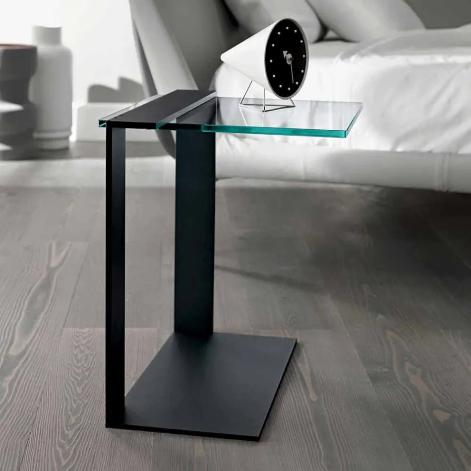 Moderner Couchtisch aus Metall und geräuchertem oder klarem Glas Made in Italy - Teilor Viadurini
