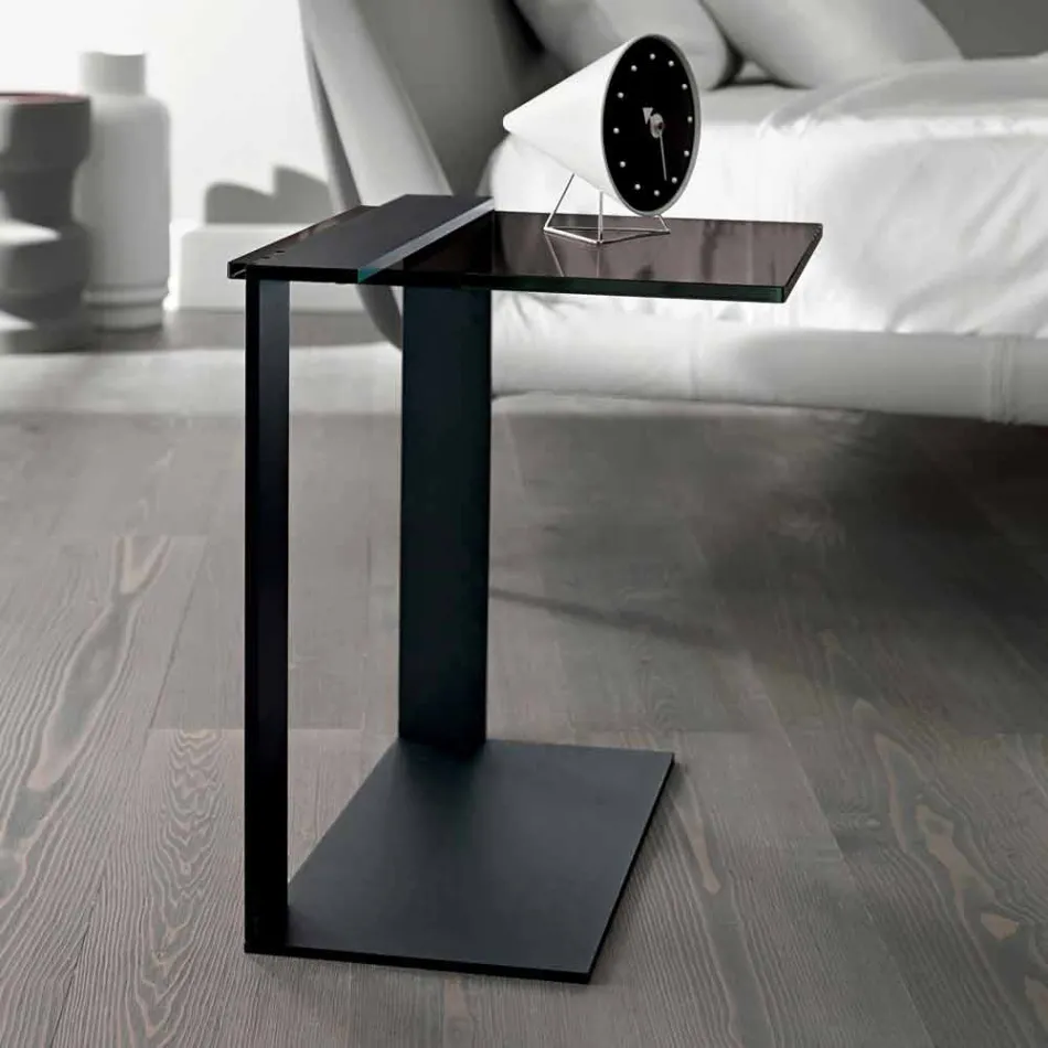 Moderner Couchtisch aus Metall und geräuchertem oder klarem Glas Made in Italy - Teilor Viadurini