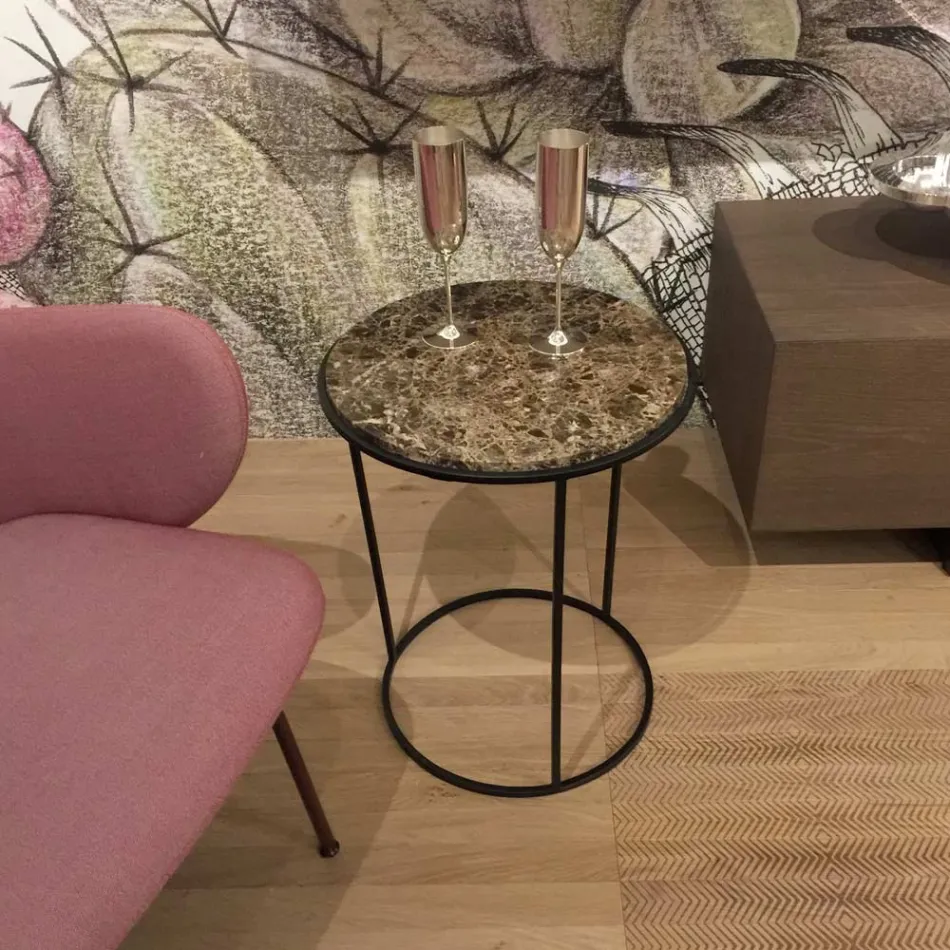 Moderner runder Couchtisch aus hochwertigem Metall und Marmor – Raphael Viadurini