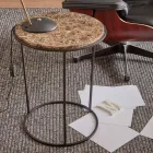 Moderner runder Couchtisch aus hochwertigem Metall und Marmor – Raphael Viadurini