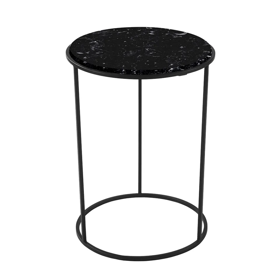 Moderner runder Couchtisch aus hochwertigem Metall und Marmor – Raphael Viadurini