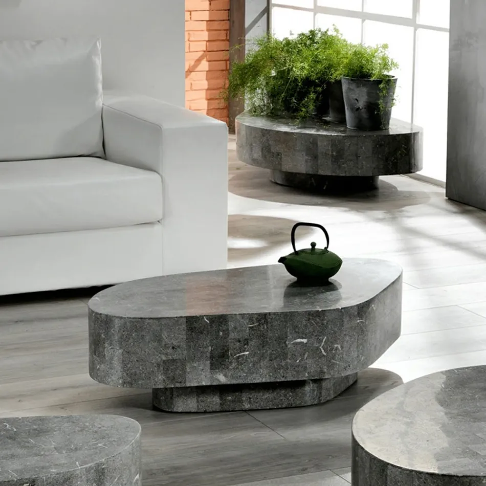 Moderner Couchtisch in Fossilsteinform – Bowie Viadurini