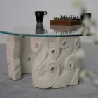 Couchtisch Oval Wohn Stein und Kristall, modernes Design Lindos Viadurini