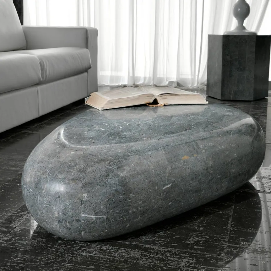 Ovaler Couchtisch aus modernem Fossilstein – Avenue Viadurini