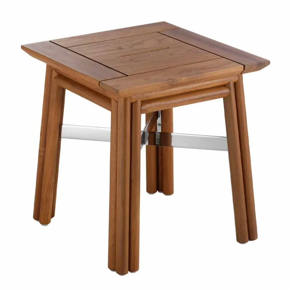 Couchtisch im Freien aus Natur- oder Schwarzholz, 2 Größen - Suzana Viadurini