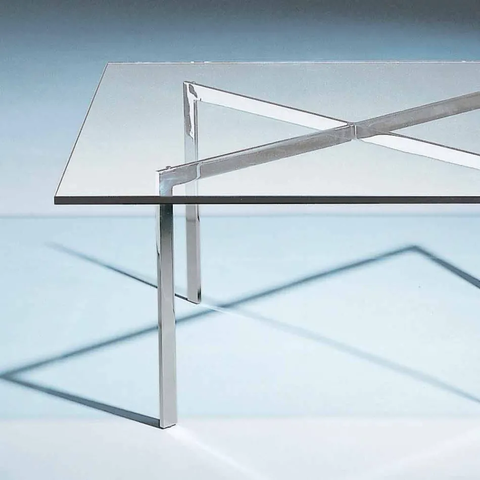 Quadratischer Couchtisch aus gehärtetem Glas Made in Italy - Madrid Viadurini