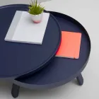 Runder Design-Couchtisch aus Massivholz und Metall - Salerno Viadurini