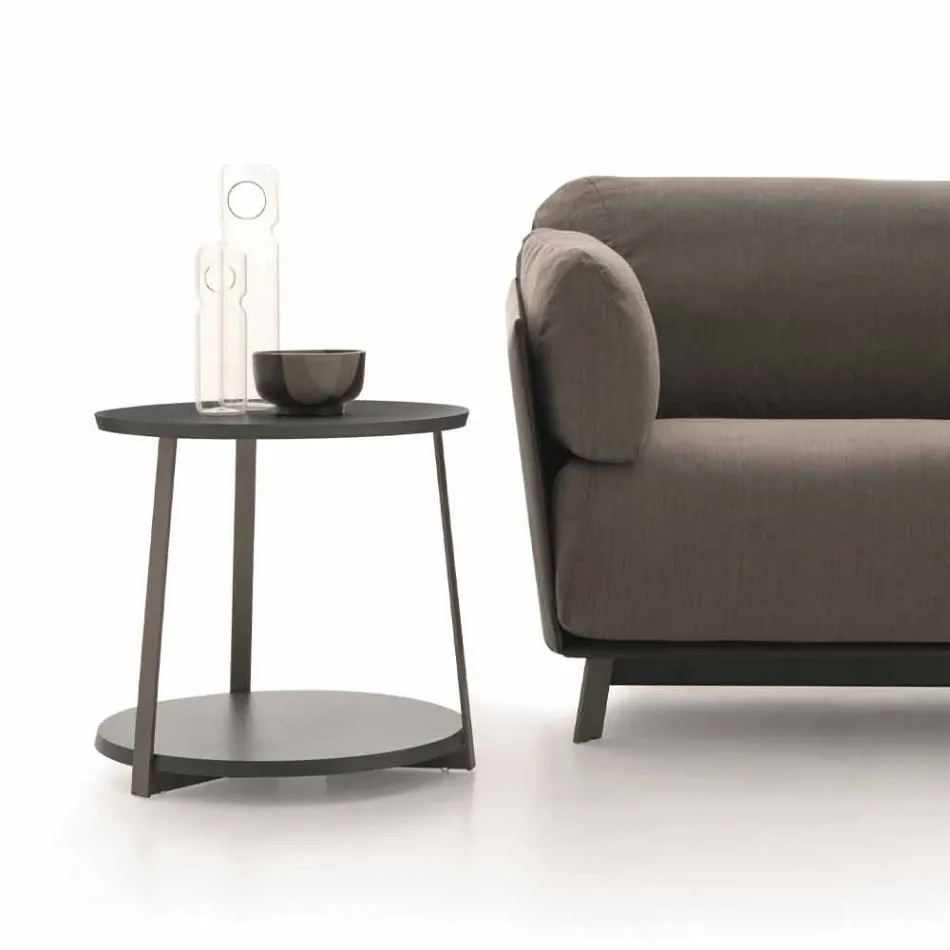 Runder Couchtisch in Mdf mit Metallstruktur Made in Italy - Aloe Viadurini