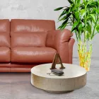 Moderner runder Couchtisch aus Fossil Stone – Vermont Viadurini