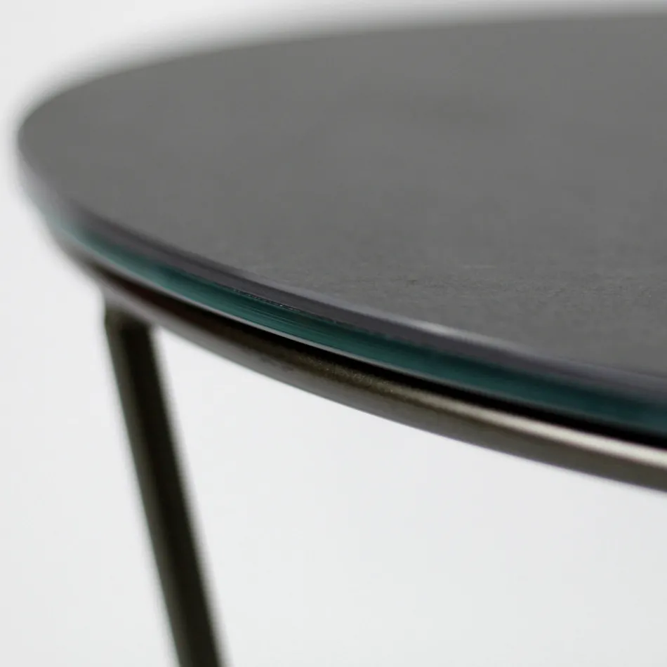 Runder Couchtisch aus Steingut und Stahl, hergestellt in Italien – Paini Viadurini