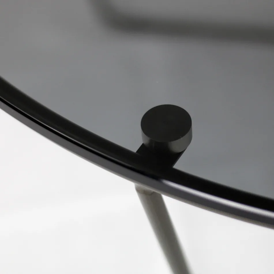 Runder Couchtisch aus Glas und Stahl, hergestellt in Italien – Paini Viadurini