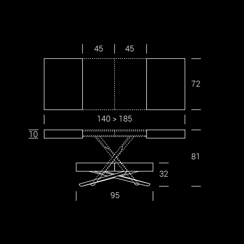 Wandelbarer Couchtisch aus Holz und Metall, Made in Italy - Sanrocco Viadurini