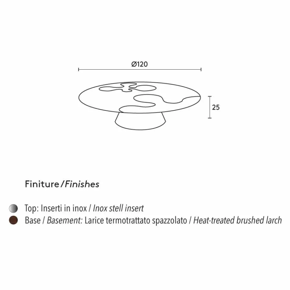 Tabelle modernes Design aus Lärchenholz mit Stahleinlagen Giglio Viadurini
