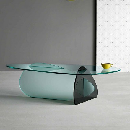 Design Couchtisch aus transparentem, geräuchertem und geätztem Glas Made in Italy - Tac Tac Viadurini