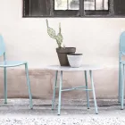 Runder Outdoor-Couchtisch aus HPL mit Metallgestell Made in Italy - Makino Viadurini