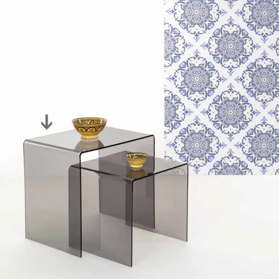 Modernes Design rauchigen Couchtisch 50x50cm Terry Big, made in Italy Viadurini