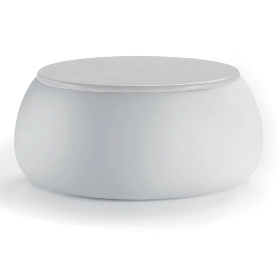 Garten-Couchtisch mit runder Platte aus Polyethylen Made in Italy - Tibaldo Viadurini