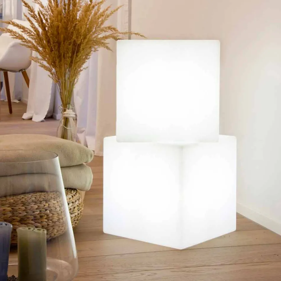 Farbiger beleuchteter Couchtisch von modernem Design mit Wahl des Aufsatzes - Dadostar Viadurini