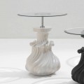 Tischchen aus Massivholz und weißem Kristall, Durchmesser 60cm, Margo