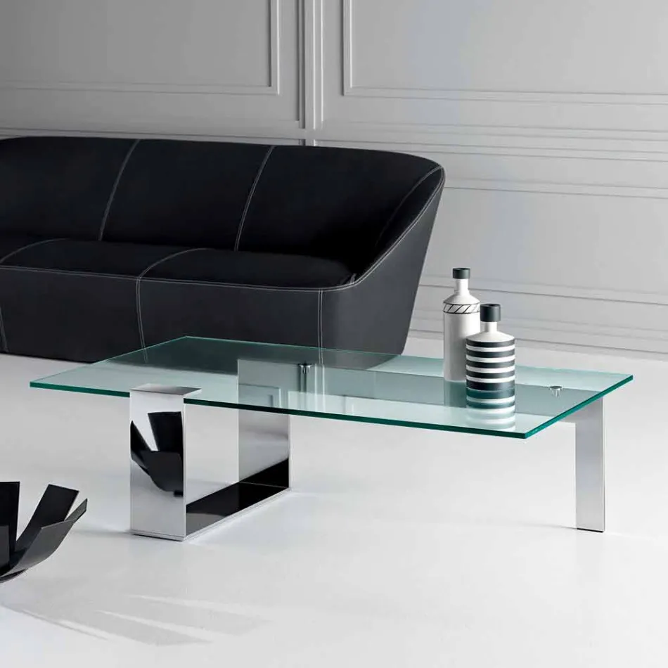 Modernes Design extraleichter Couchtisch aus Glas Made in Italy - Scoby Viadurini