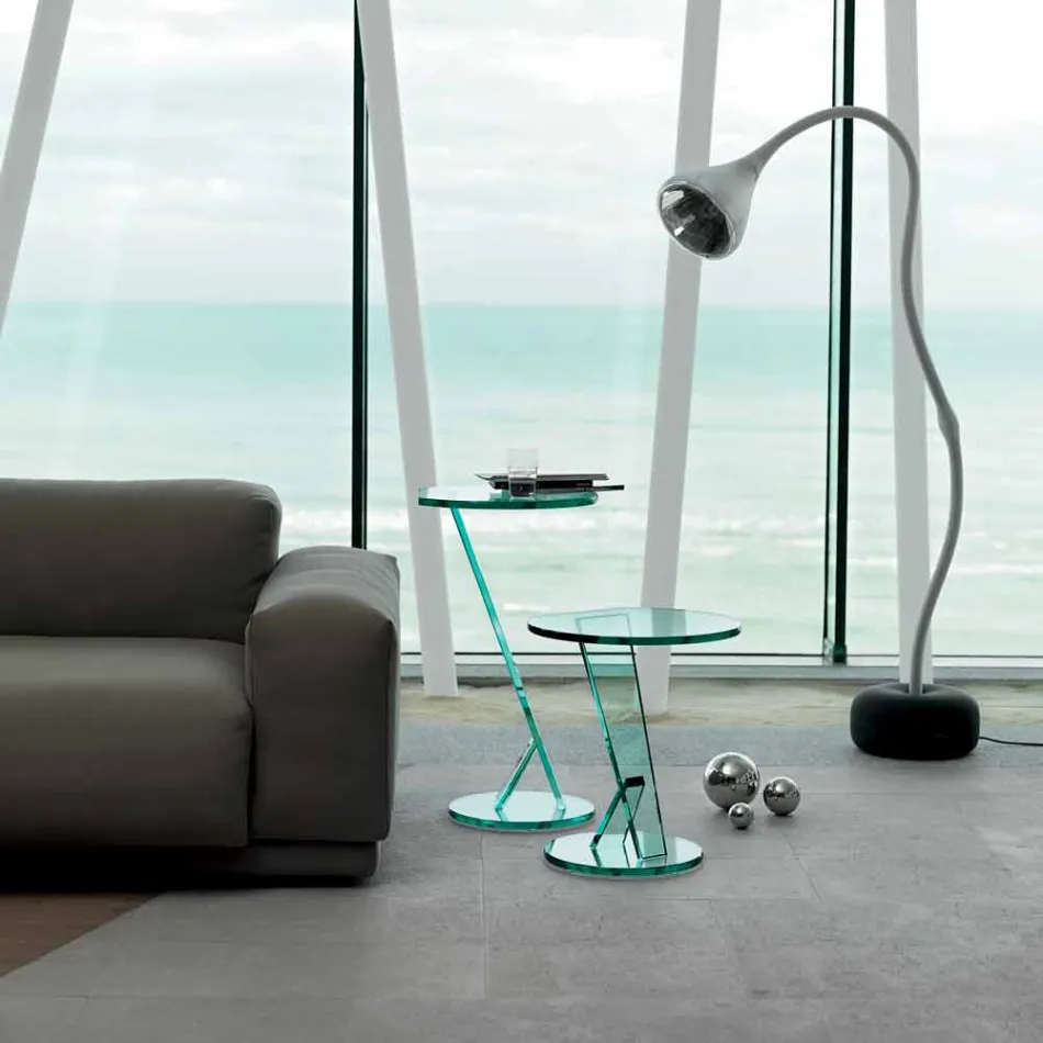 Beistelltisch Sofa aus extra klarem Glas Made in Italy - Tarzan Viadurini