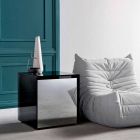 Sofa-Beistelltisch oder Nachttisch aus Rauchglas mit Holzschublade - Mantra Viadurini