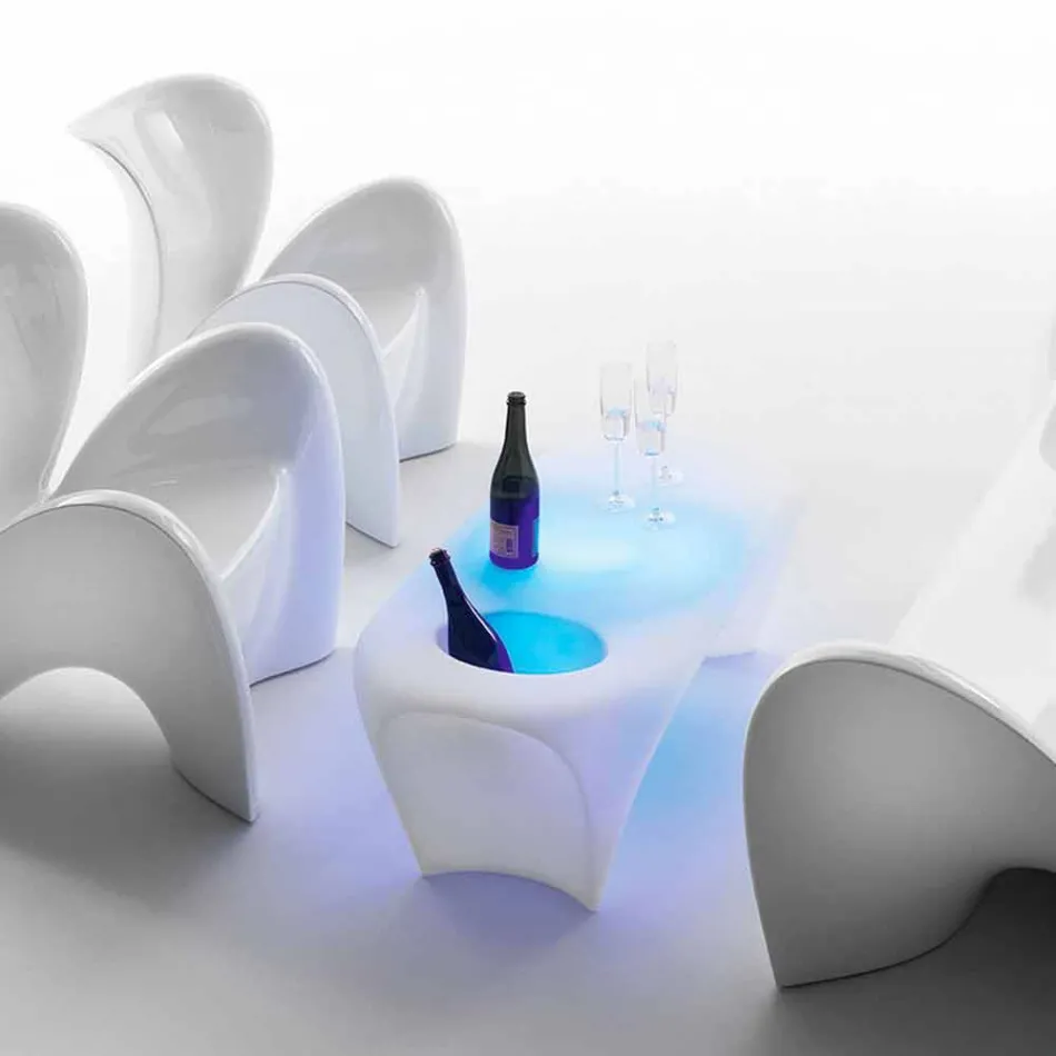 Heller Couchtisch mit Sektflasche, Outdoor- oder Indoor-Design - Lily von Myyour Viadurini