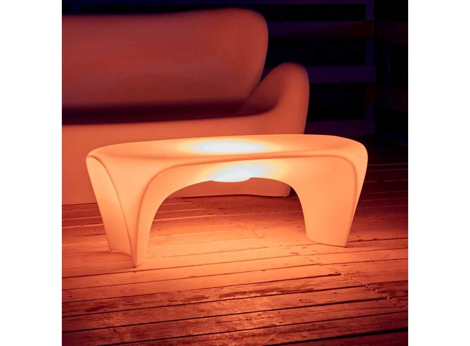 RGB Leuchtender Couchtisch für Outdoor- oder Indoor-Design aus Kunststoff - Lily von Myyour Viadurini