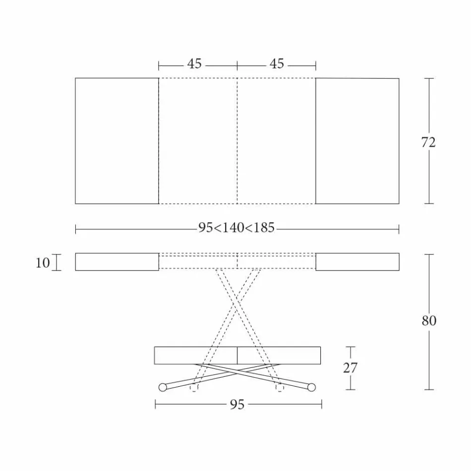Moderner Couchtisch aus Holz und umwandelbarem Metall Made in Italy - Spirit Viadurini