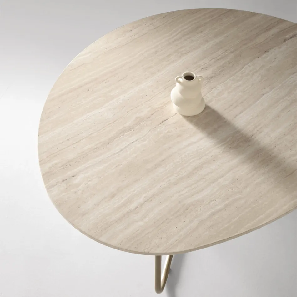Relia – Moderner Couchtisch aus MDF und lackiertem Metall in verschiedenen Ausführungen Viadurini