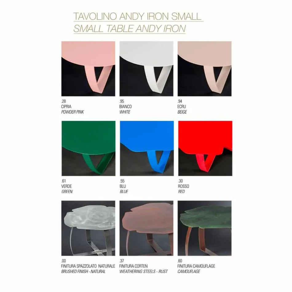 moderne Metall Couchtisch Laserschnittblumenform Andy Viadurini